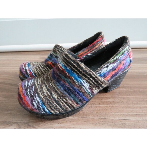 BOC BORN Rainbow Yarn Fabric Slip On Clog Shoes Boho Artsy Hippie - Size 6.5 - Picture 2 of 15